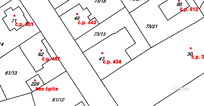 Chrastava 434 na parcele st. 47 v KÚ Chrastava II, Katastrální mapa