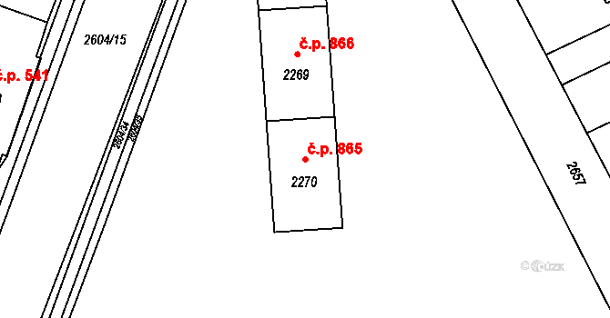 Prostřední Suchá 865, Havířov na parcele st. 2270 v KÚ Prostřední Suchá, Katastrální mapa