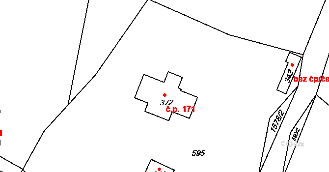 Bítouchov 171, Semily na parcele st. 372 v KÚ Bítouchov u Semil, Katastrální mapa