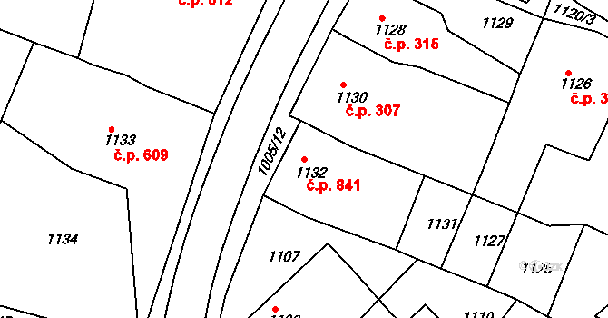 Česká Skalice 841 na parcele st. 1132 v KÚ Česká Skalice, Katastrální mapa