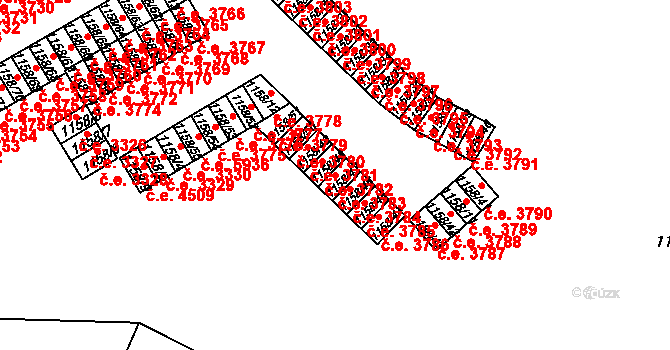 Střekov 3783, Ústí nad Labem na parcele st. 1158/47 v KÚ Střekov, Katastrální mapa