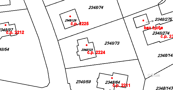 Pelhřimov 2224 na parcele st. 2348/123 v KÚ Pelhřimov, Katastrální mapa