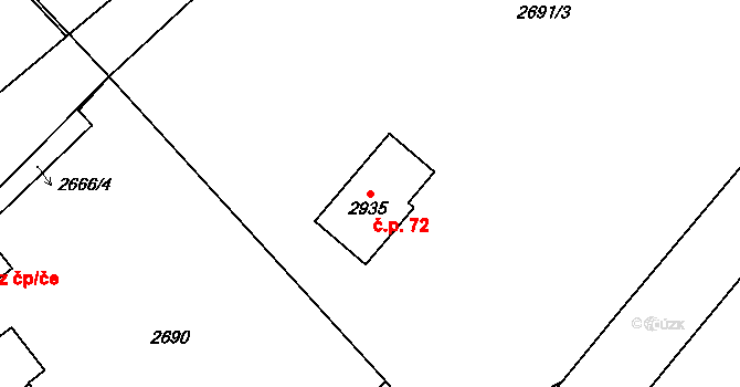 Příjemky 72, Chotěboř na parcele st. 2935 v KÚ Příjemky, Katastrální mapa