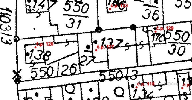 Žihobce 127 na parcele st. 137 v KÚ Žihobce, Katastrální mapa