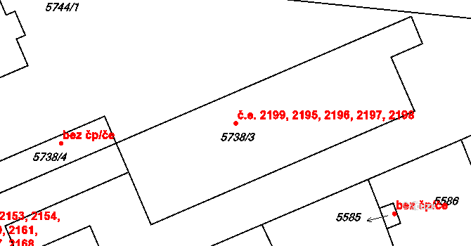 Kročehlavy 2195,2196,2197,2198,, Kladno na parcele st. 5738/3 v KÚ Kročehlavy, Katastrální mapa