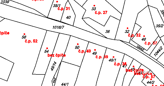 Štěpánov nad Svratkou 40 na parcele st. 50 v KÚ Štěpánov nad Svratkou, Katastrální mapa