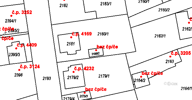 Chomutov 39084612 na parcele st. 2180/2 v KÚ Chomutov II, Katastrální mapa