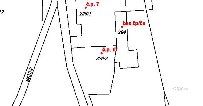 Rychtářov 17, Brloh na parcele st. 226/2 v KÚ Janské Údolí, Katastrální mapa