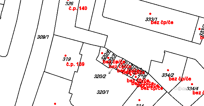 Krnov 42202612 na parcele st. 320/4 v KÚ Krnov-Horní Předměstí, Katastrální mapa