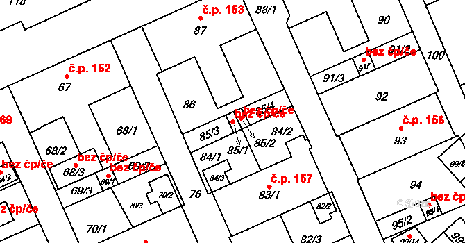 Ostrava 42416612 na parcele st. 85/1 v KÚ Petřkovice u Ostravy, Katastrální mapa