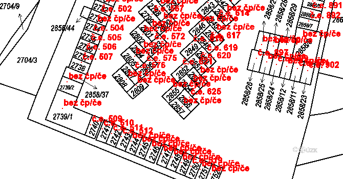 Lovosice 43637612 na parcele st. 2855 v KÚ Lovosice, Katastrální mapa