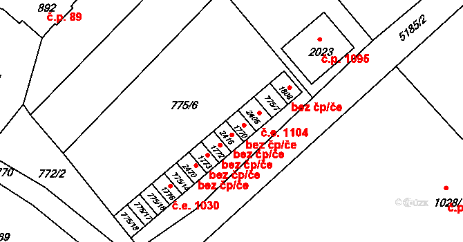 Vizovice 43672612 na parcele st. 1770 v KÚ Vizovice, Katastrální mapa