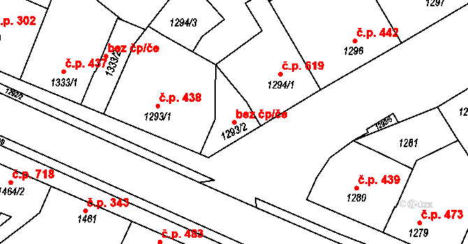 Šardice 44592612 na parcele st. 1293/2 v KÚ Šardice, Katastrální mapa