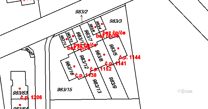Kylešovice 1141, Opava na parcele st. 983/8 v KÚ Kylešovice, Katastrální mapa