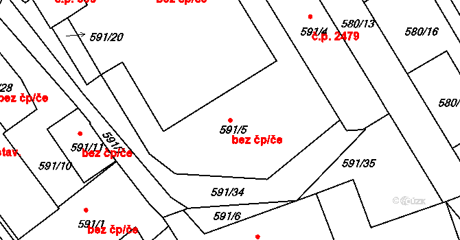 Pelhřimov 45263612 na parcele st. 591/5 v KÚ Pelhřimov, Katastrální mapa