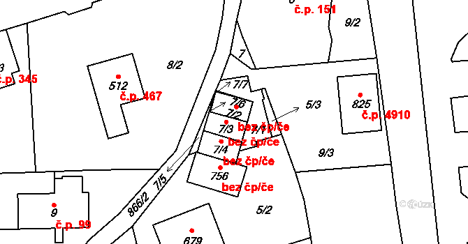 Jablonec nad Nisou 48573612 na parcele st. 7/3 v KÚ Kokonín, Katastrální mapa