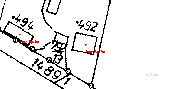 Bernartice 49632612 na parcele st. 492 v KÚ Bernartice u Milevska, Katastrální mapa