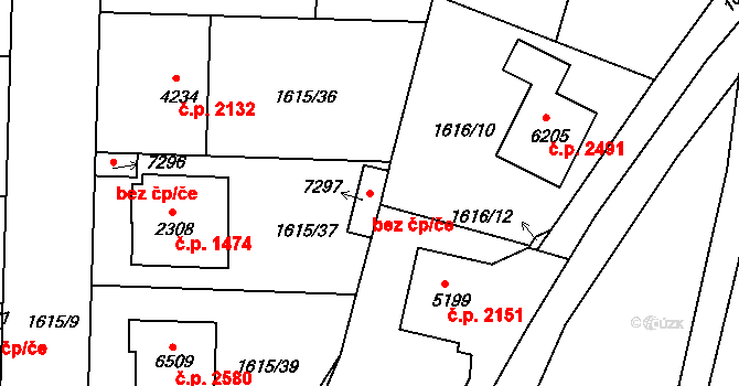 Písek 52136612 na parcele st. 7297 v KÚ Písek, Katastrální mapa