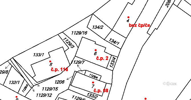 Chlum 2, Hlinsko na parcele st. 6 v KÚ Chlum u Hlinska, Katastrální mapa