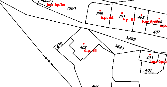 Beroun-Hostim 51, Beroun na parcele st. 408 v KÚ Hostim u Berouna, Katastrální mapa