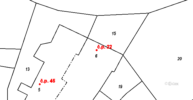 Černíkov 22 na parcele st. 6 v KÚ Černíkov, Katastrální mapa