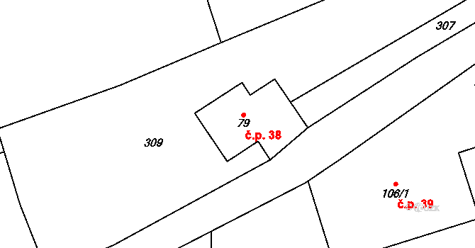 Dolní Teplice 38, Teplice nad Metují na parcele st. 79 v KÚ Dolní Teplice, Katastrální mapa