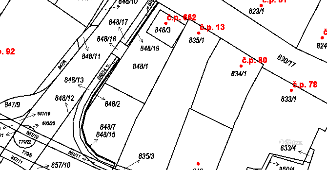 Lednice 83837612 na parcele st. 835/5 v KÚ Lednice na Moravě, Katastrální mapa