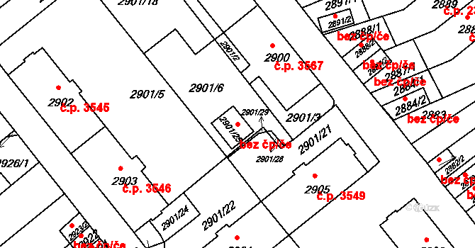 Chomutov 88640612 na parcele st. 2901/25 v KÚ Chomutov II, Katastrální mapa