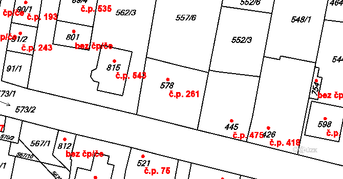 Lenešice 261 na parcele st. 578 v KÚ Lenešice, Katastrální mapa