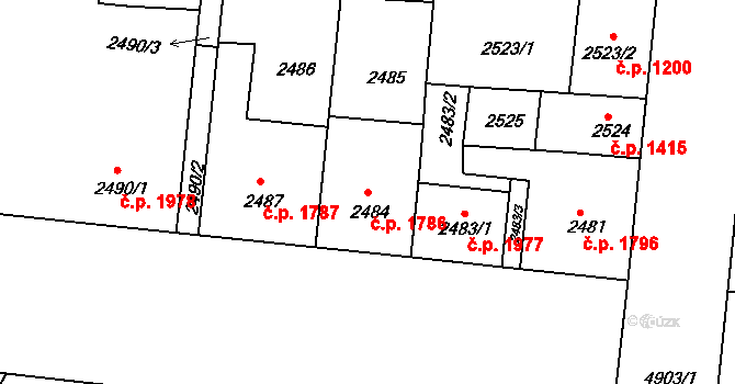 Louny 1786 na parcele st. 2484 v KÚ Louny, Katastrální mapa