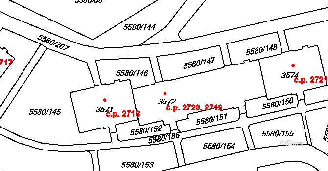 Žatec 2719,2720 na parcele st. 3572 v KÚ Žatec, Katastrální mapa