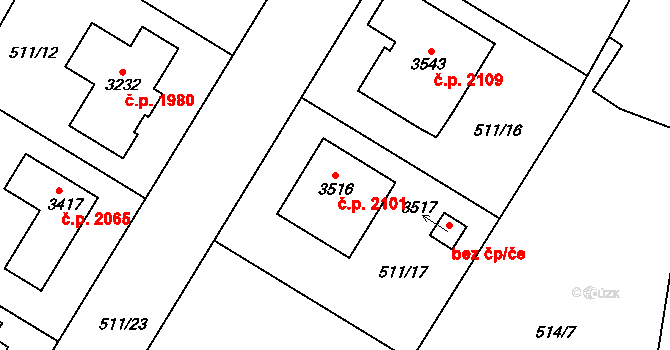 Lysá nad Labem 2101 na parcele st. 3516 v KÚ Lysá nad Labem, Katastrální mapa