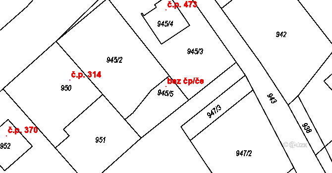 Zlín 98881612 na parcele st. 945/5 v KÚ Štípa, Katastrální mapa