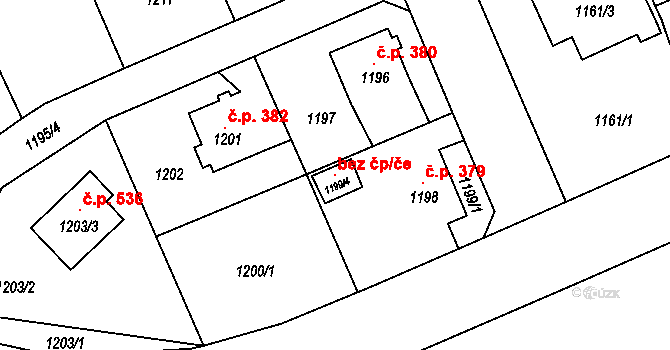 Liberec 99500612 na parcele st. 1199/4 v KÚ Růžodol I, Katastrální mapa