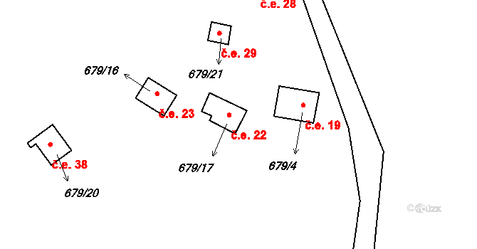 Robčice 22, Útušice na parcele st. 679/17 v KÚ Robčice u Štěnovic, Katastrální mapa
