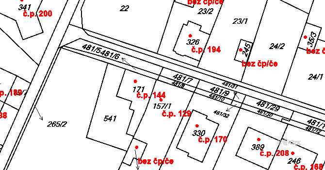 Žopy 129, Holešov na parcele st. 157/1 v KÚ Žopy, Katastrální mapa