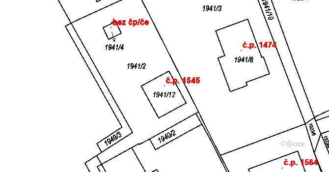 Prostřední Suchá 1545, Havířov na parcele st. 1941/12 v KÚ Prostřední Suchá, Katastrální mapa