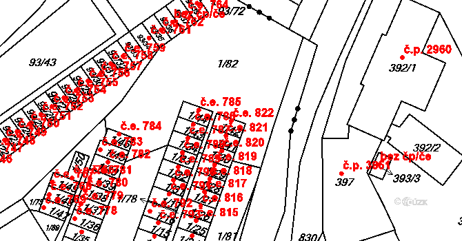 Nový Šaldorf 822, Nový Šaldorf-Sedlešovice na parcele st. 1/42 v KÚ Nový Šaldorf, Katastrální mapa
