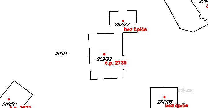 Znojmo 2730 na parcele st. 263/32 v KÚ Znojmo-Louka, Katastrální mapa