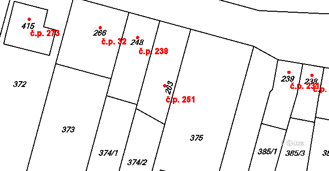 Přerov III-Lověšice 251, Přerov na parcele st. 263 v KÚ Lověšice u Přerova, Katastrální mapa