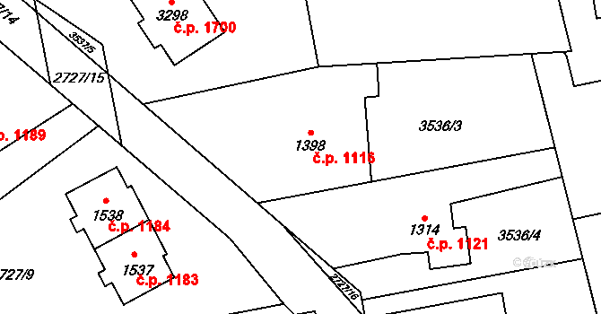 Lipník nad Bečvou I-Město 1116, Lipník nad Bečvou na parcele st. 1398 v KÚ Lipník nad Bečvou, Katastrální mapa