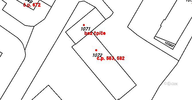 Brtnice 582,583 na parcele st. 1072 v KÚ Brtnice, Katastrální mapa