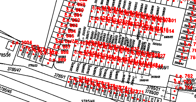 Jihlava 836 na parcele st. 3908/63 v KÚ Jihlava, Katastrální mapa