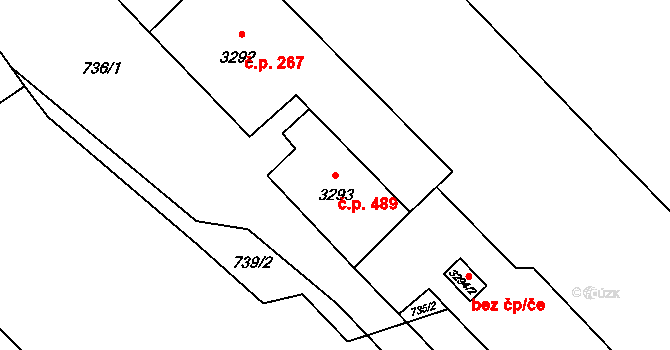 Doksy 489 na parcele st. 3293 v KÚ Doksy u Máchova jezera, Katastrální mapa