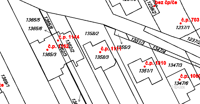 Rohatec 1111 na parcele st. 1358/3 v KÚ Rohatec, Katastrální mapa