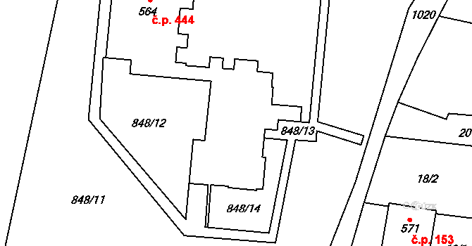 Cerhenice 444 na parcele st. 564 v KÚ Cerhenice, Katastrální mapa