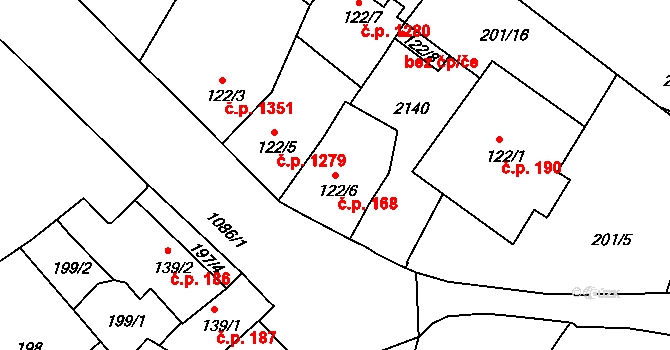 Brandýs nad Labem 168, Brandýs nad Labem-Stará Boleslav na parcele st. 122/6 v KÚ Brandýs nad Labem, Katastrální mapa