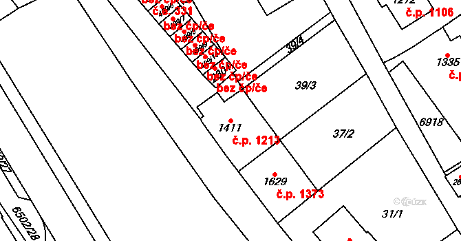 Kraslice 1213 na parcele st. 1411 v KÚ Kraslice, Katastrální mapa