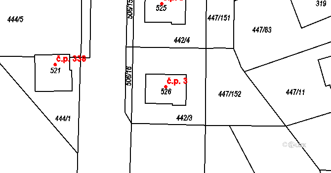 Nižbor 3 na parcele st. 526 v KÚ Nižbor, Katastrální mapa