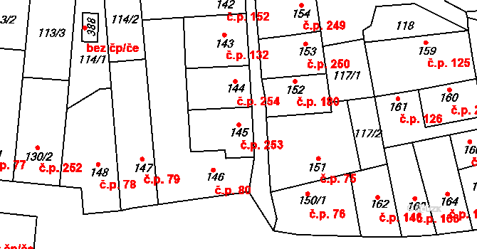 Libochovice 253 na parcele st. 145 v KÚ Libochovice, Katastrální mapa